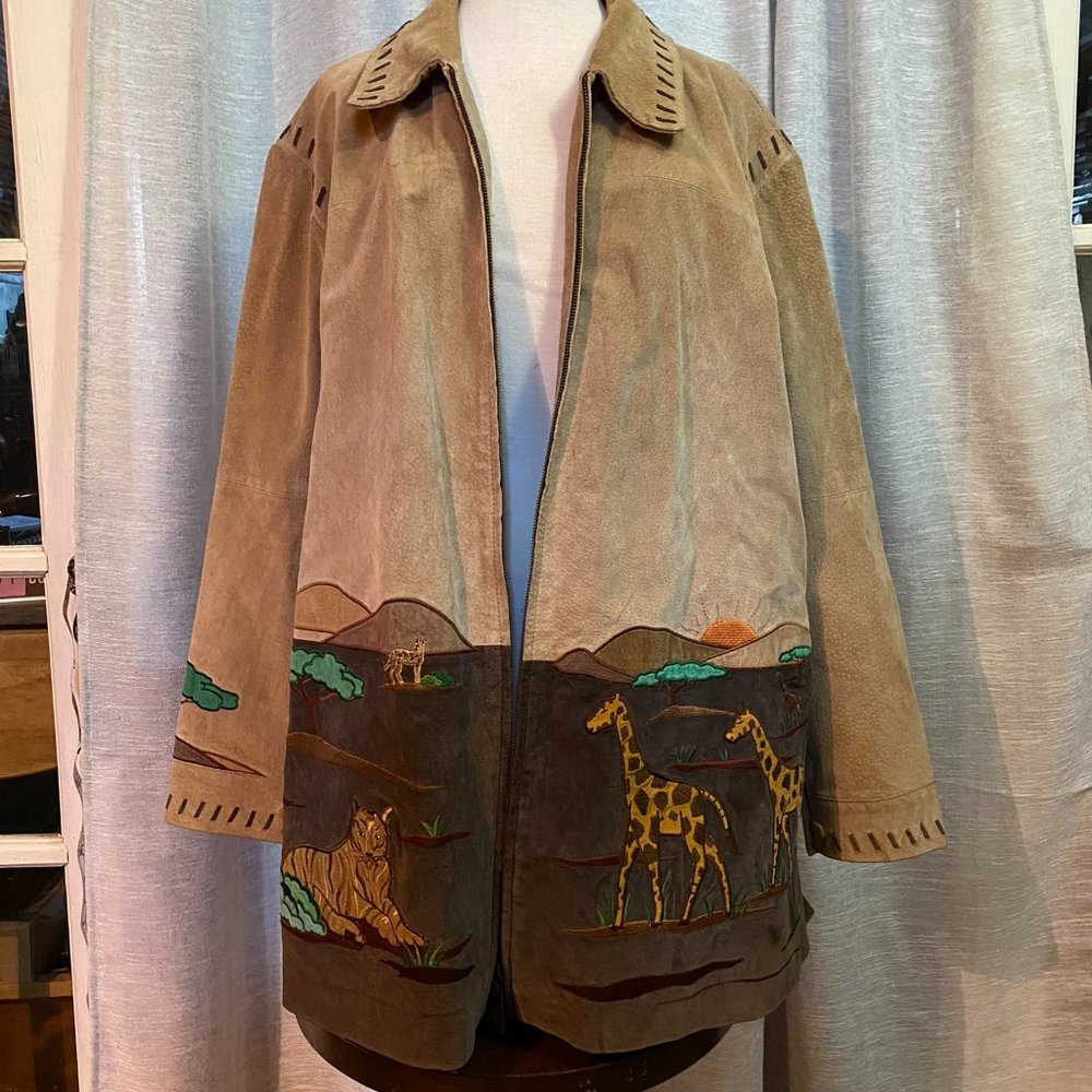 The Quacker Factory  Nubuck Leather Vintage Safari Jacket